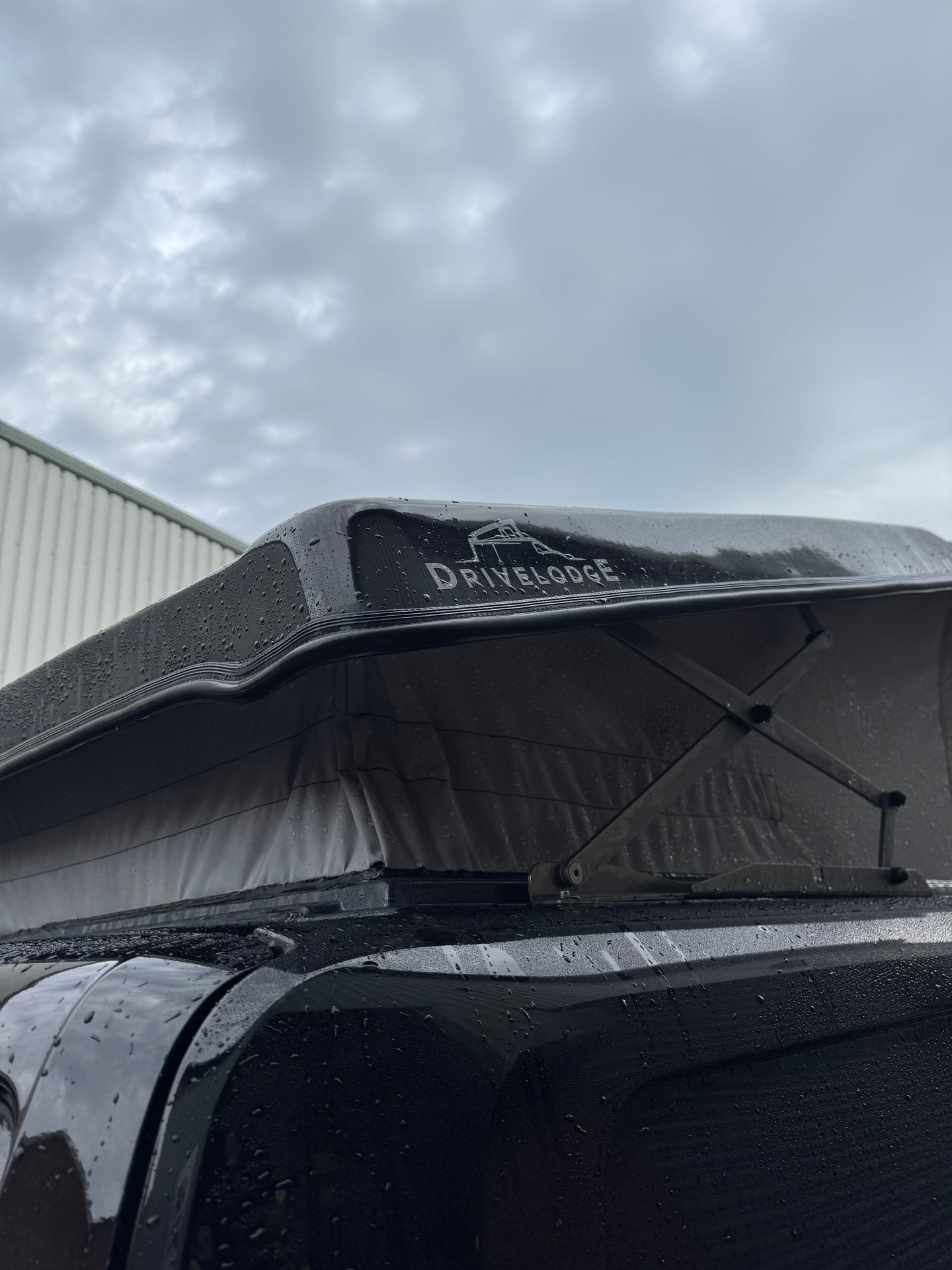 Awning rolled out on a van