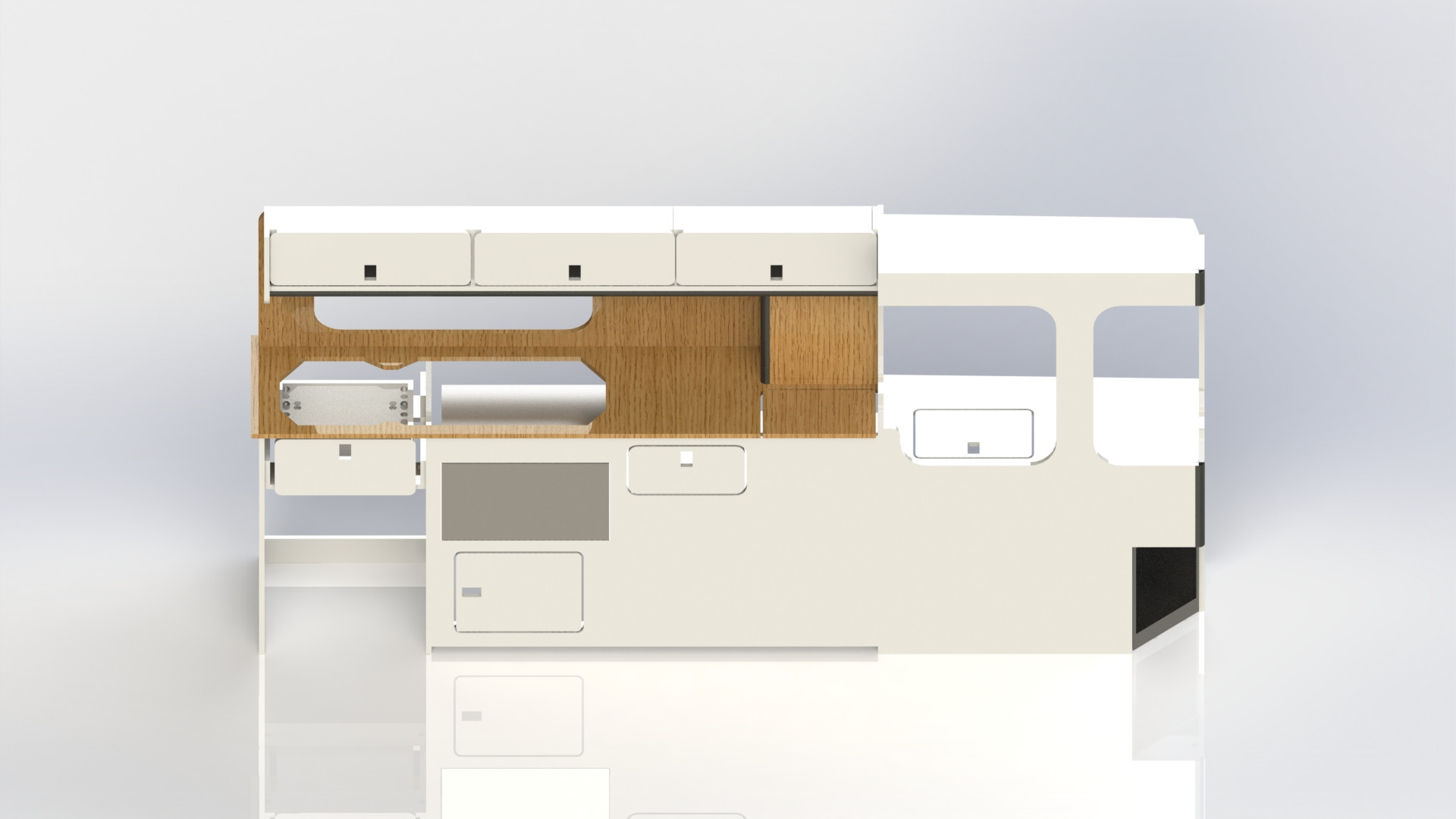 CAD drawing of a campervan furniture kit
