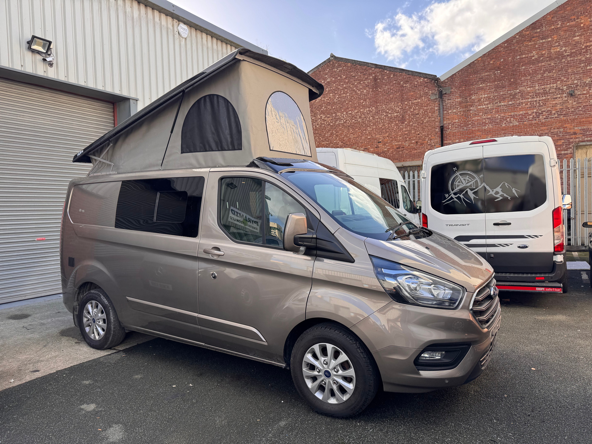 Ford Transit Custom pop top conversion outside our Bury workshop